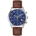 Chronograph Blue Dial Brown Leather Strap Watch 41mm W93959