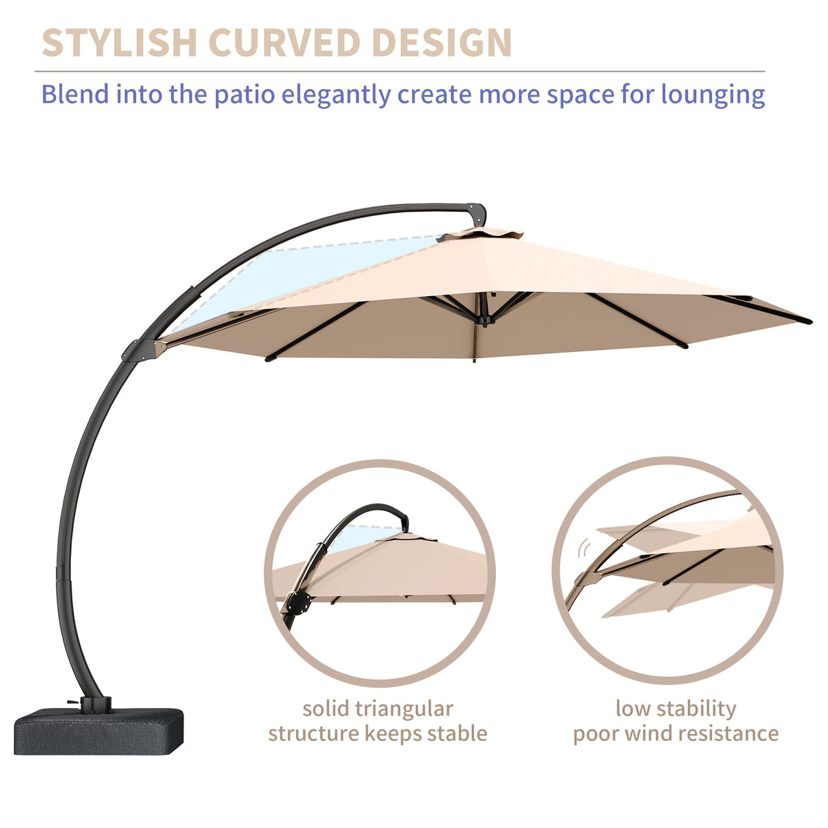 11ft Offset Cantilever Patio Umbrella with Base Y516467