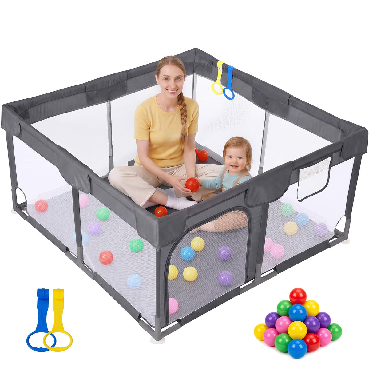 Dark Gray Baby Playpen A11139