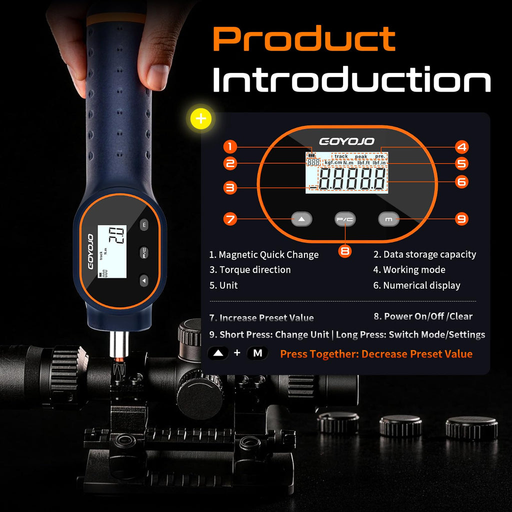 Digital Torque Screwdriver 1/4" Adjustable Set with Buzzer & Magnetic Bits Q5104