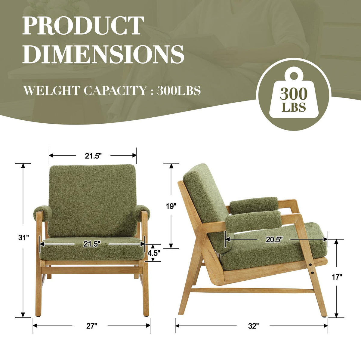 Boucle Upholstered Accent Chair Set of 2 E491