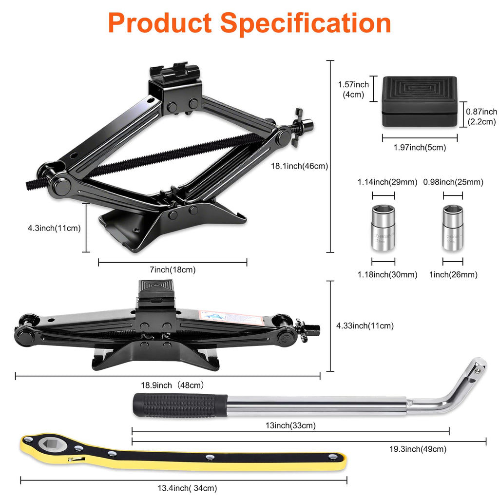 3T Scissor Jack Car Tire Changing Kit P260258