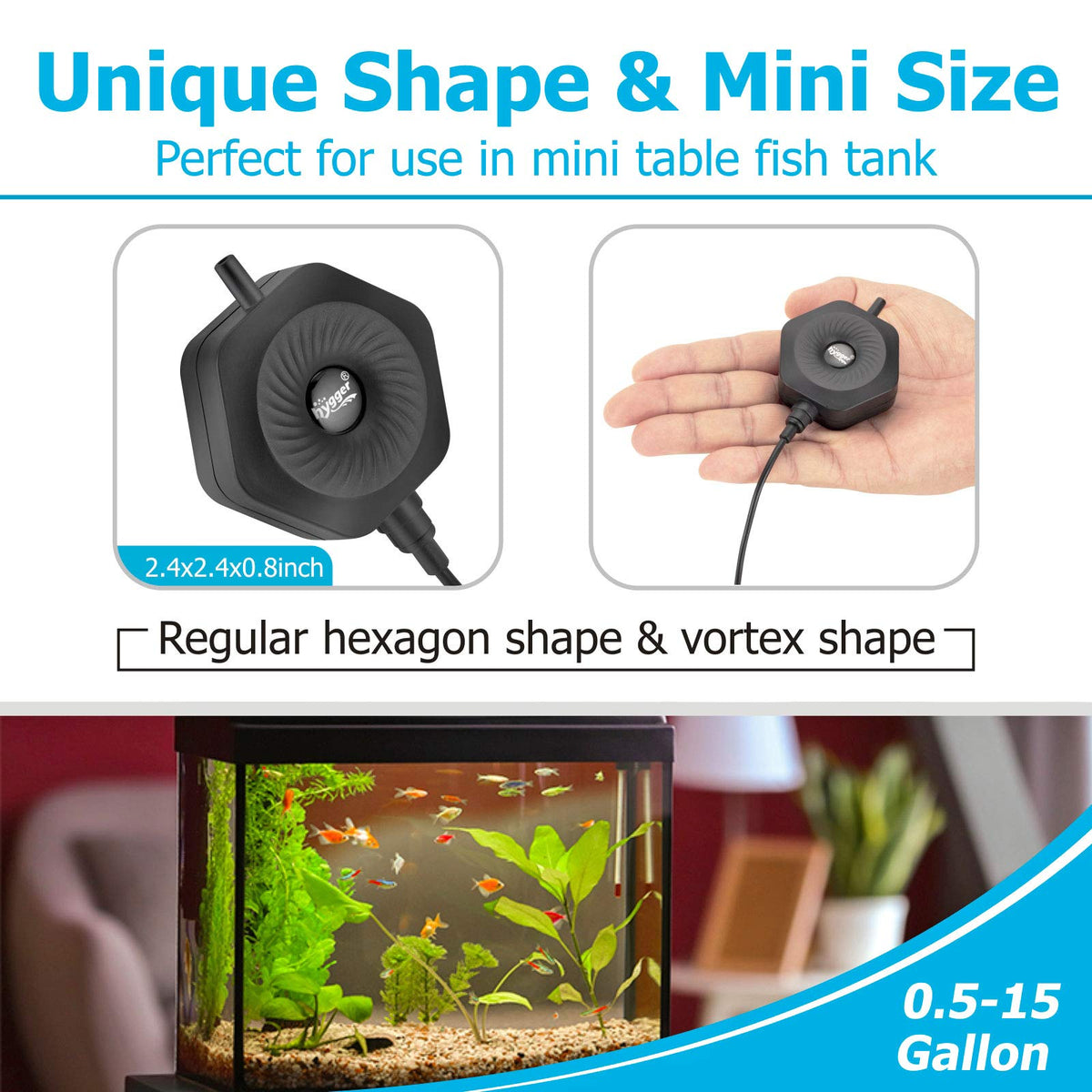 1.5W Mini Aquarium Air Pump with Air Tubing and Air Stone U58657