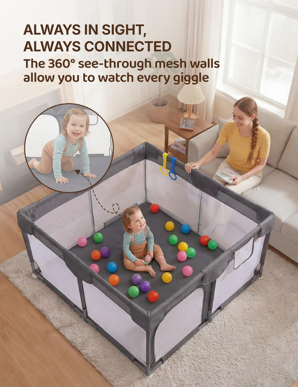 Dark Gray Baby Playpen A11139
