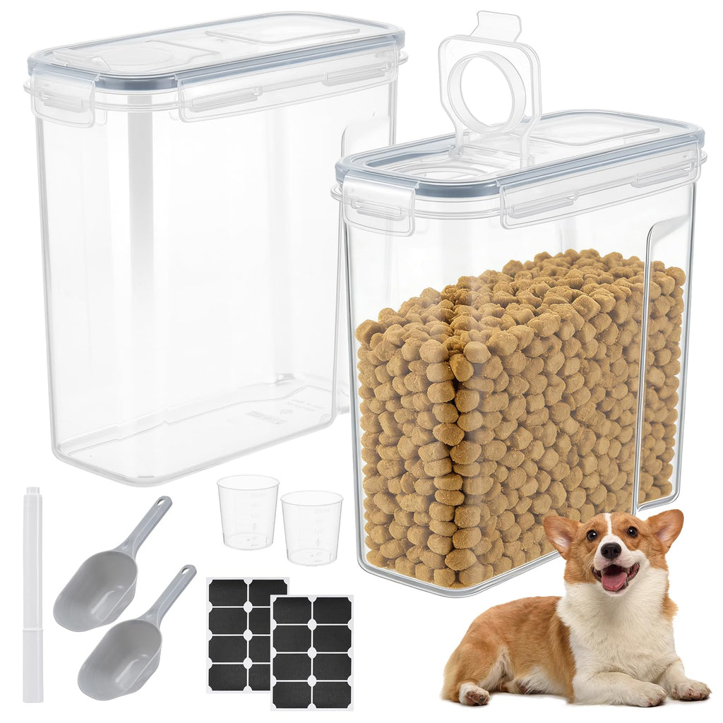 2 Pack Airtight Pet Food Storage Container with Lid, Scoop and Measuring Cup L6228