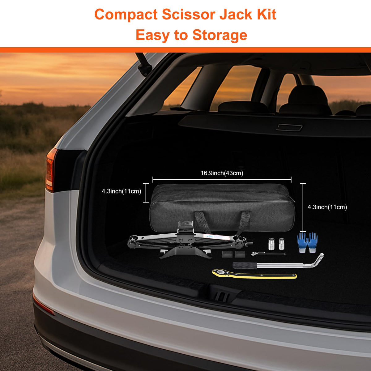 3T Scissor Jack Car Tire Changing Kit P260258
