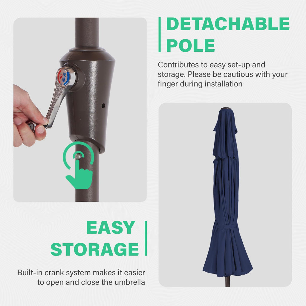 9ft 2-Tier Patio Umbrella, Crank Tilt, Navy Blue J943320