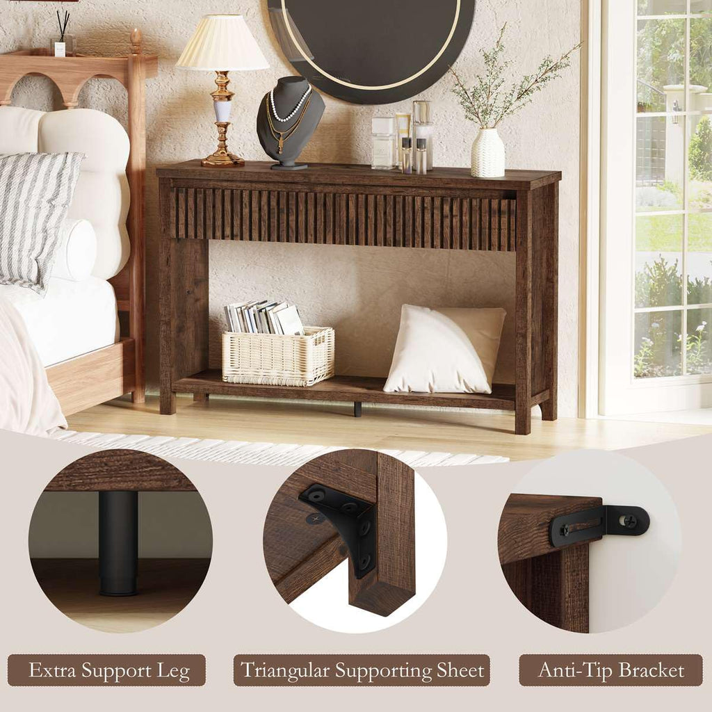 Rustic Oak Console Table with 2 Drawers R77679