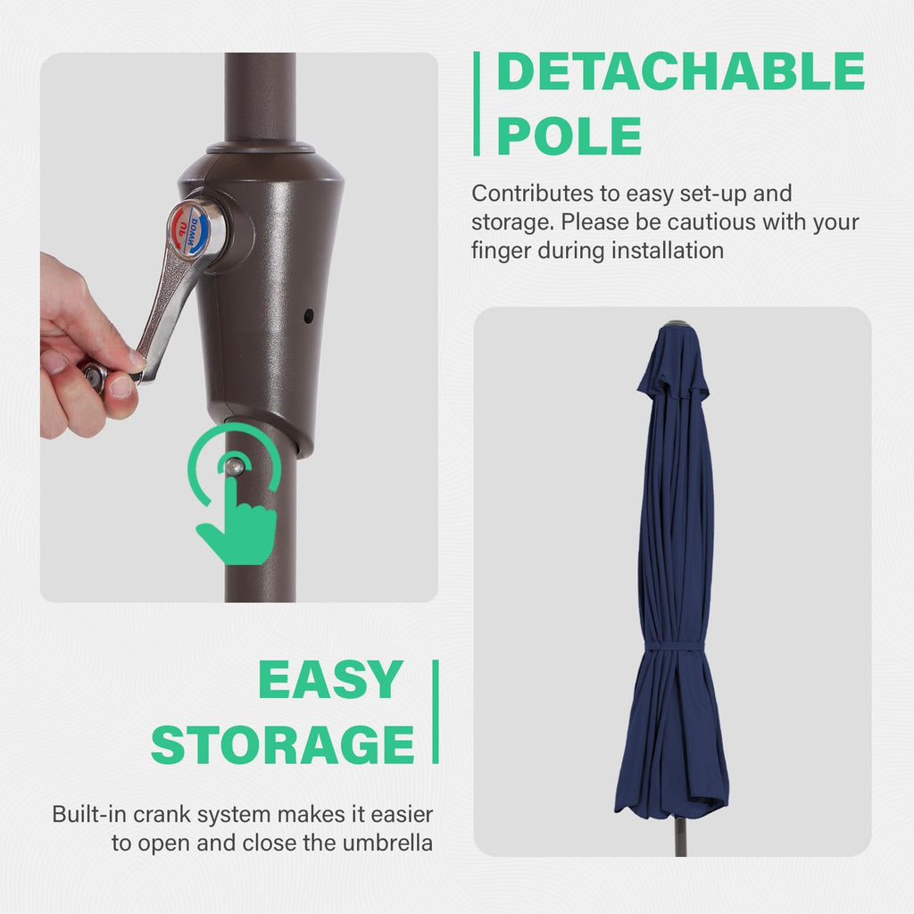 9ft 2-Tier Patio Umbrella, Crank Tilt, Navy Blue J943320