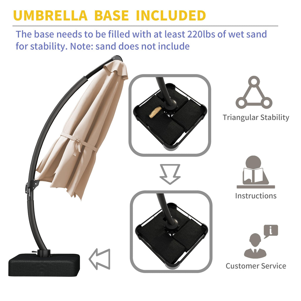 11ft Offset Cantilever Patio Umbrella with Base Y516467