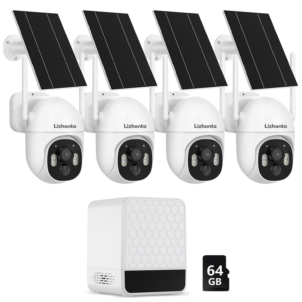 Solar Security Cameras Wireless Outdoor 4-Camera System V1736