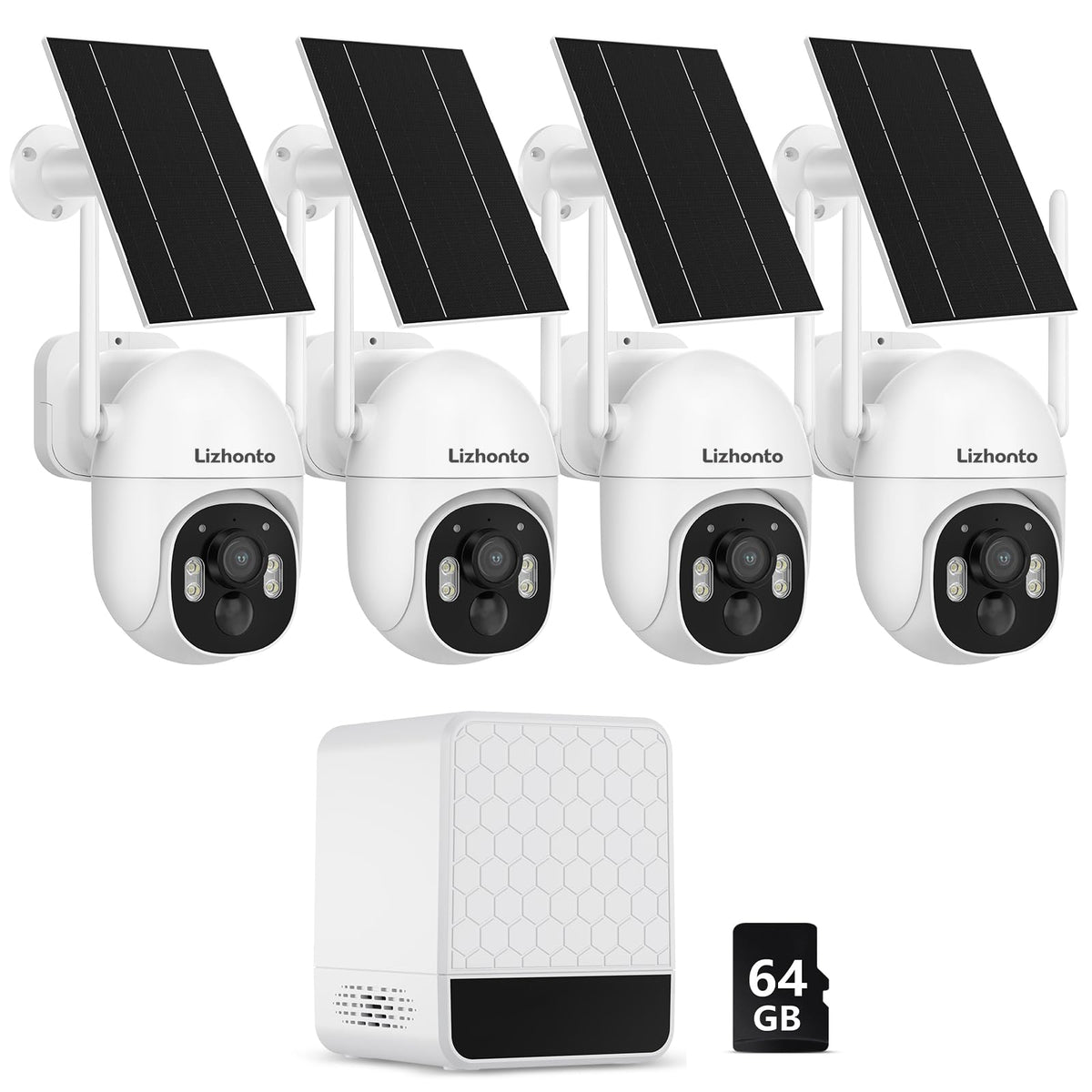 Solar Security Cameras Wireless Outdoor 4-Camera System V1736