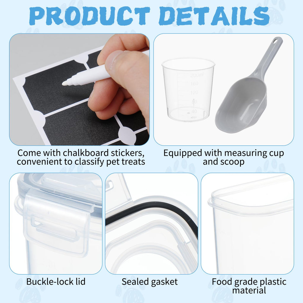 2 Pack Airtight Pet Food Storage Container with Lid, Scoop and Measuring Cup L6228