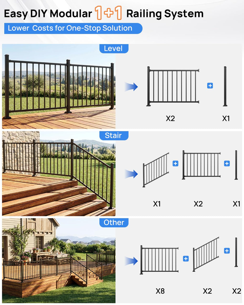 6 ft. W Aluminum Stair Railing Kit V86002