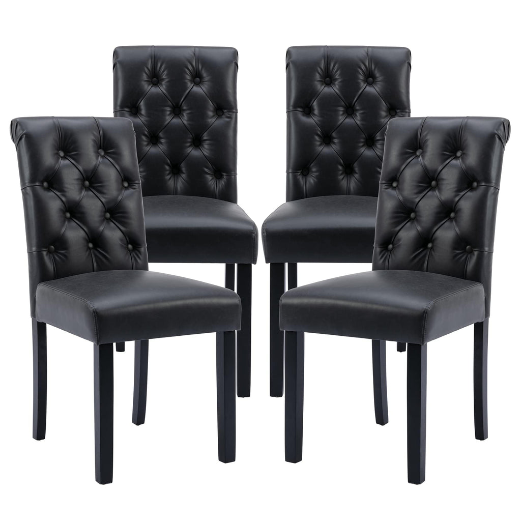 Black Set of 4 PU Leather Tufted Dining Chairs L904