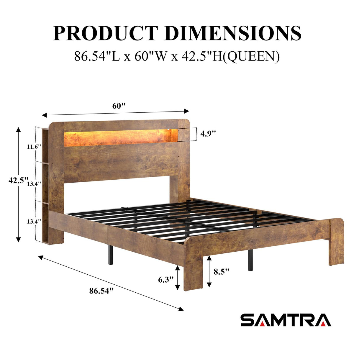 Queen Bed Frame with Wooden Headboard O1993