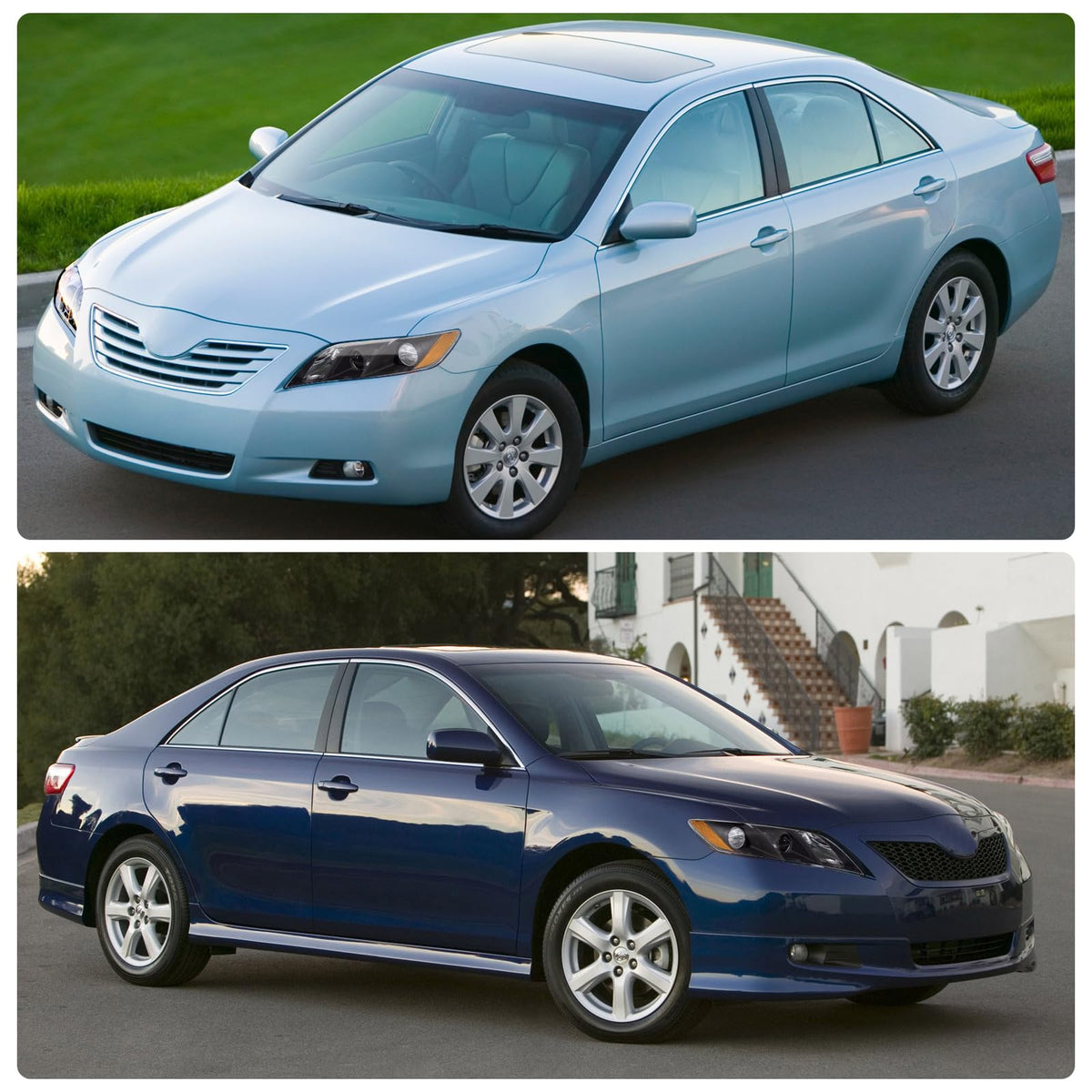 Compatible with 2007-2009 Toyota Camry Headlights Assembly Black Housing Amber Reflectors Left and Right Pairs P922