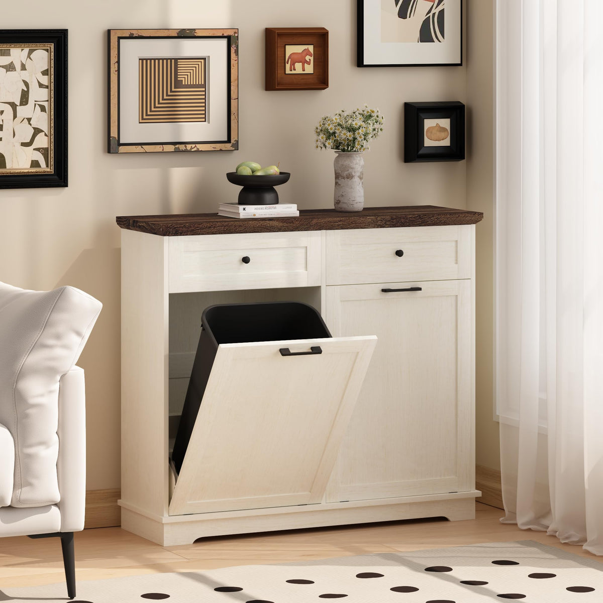 20 Gallon Wood Trash Can Cabinet X629848