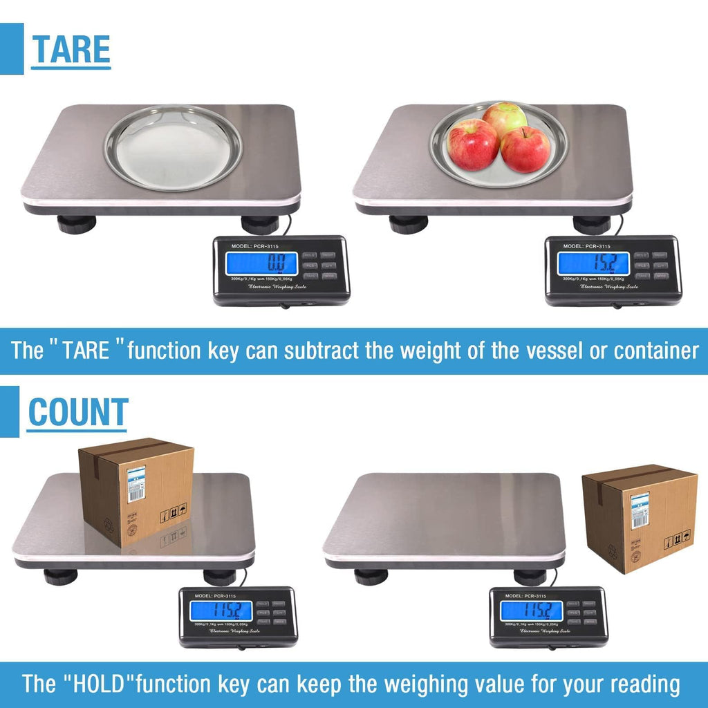 Heavy Duty Shipping Scale 660lbs Stainless Platform L46095