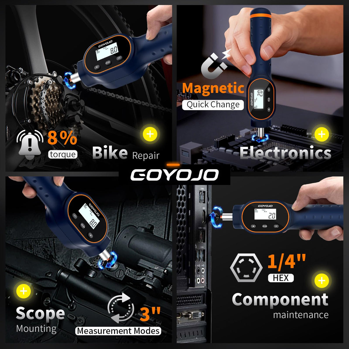 Digital Torque Screwdriver 1/4" Adjustable Set with Buzzer & Magnetic Bits Q5104