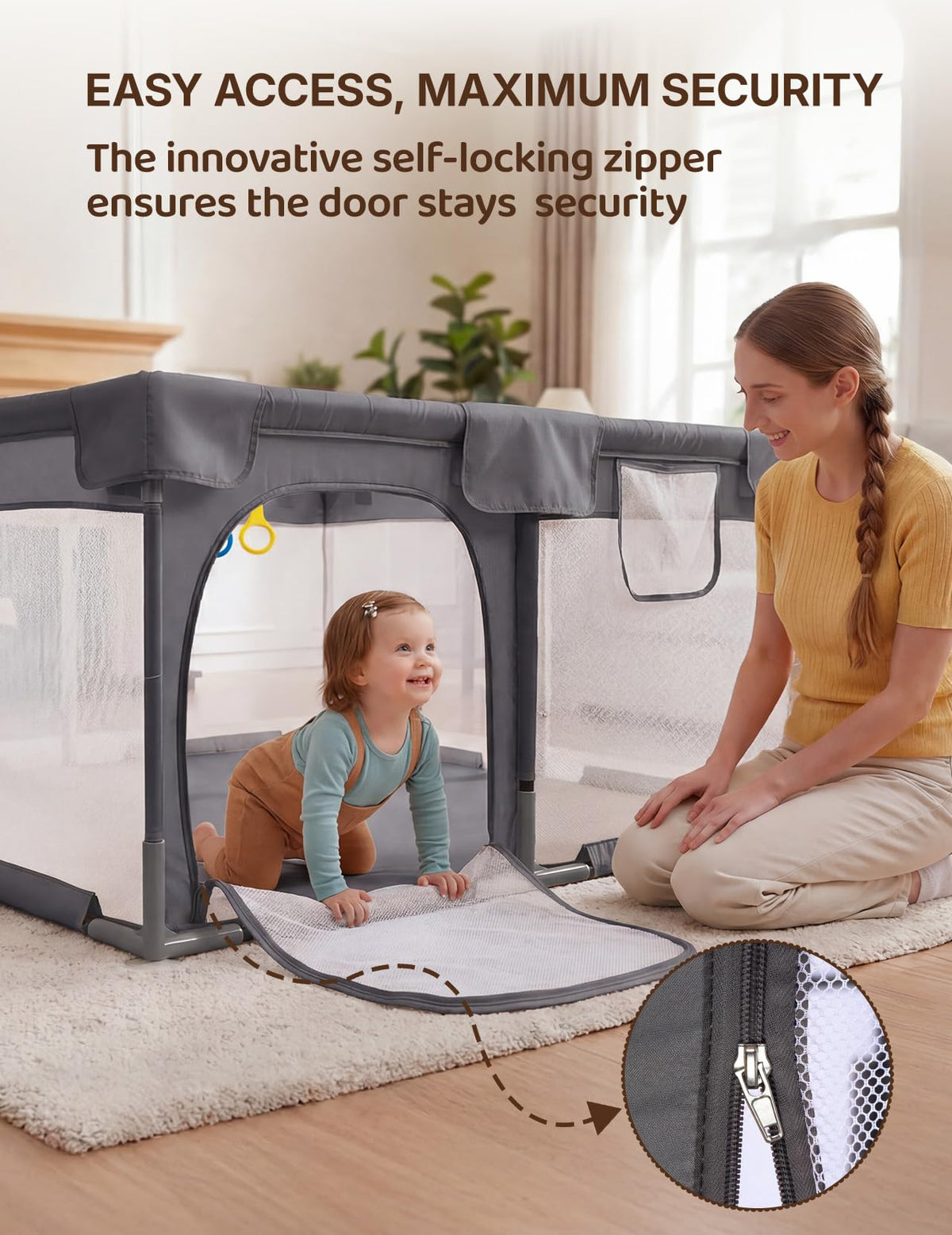 Dark Gray Baby Playpen A11139
