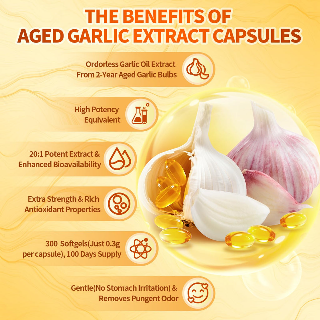 Odorless Gluten Free Aged Garlic Extract Capsules 300 Softgels M880
