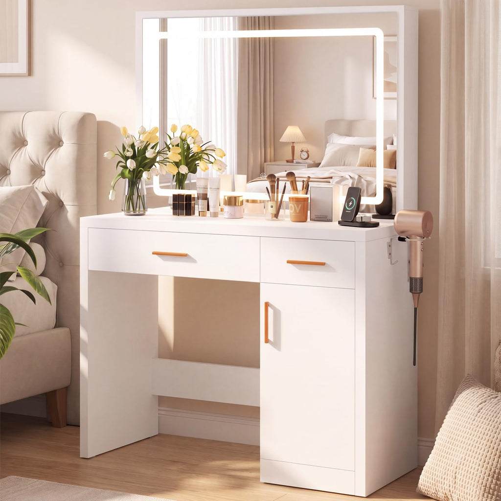 Makeup Vanity Desk with LED Mirror G303176