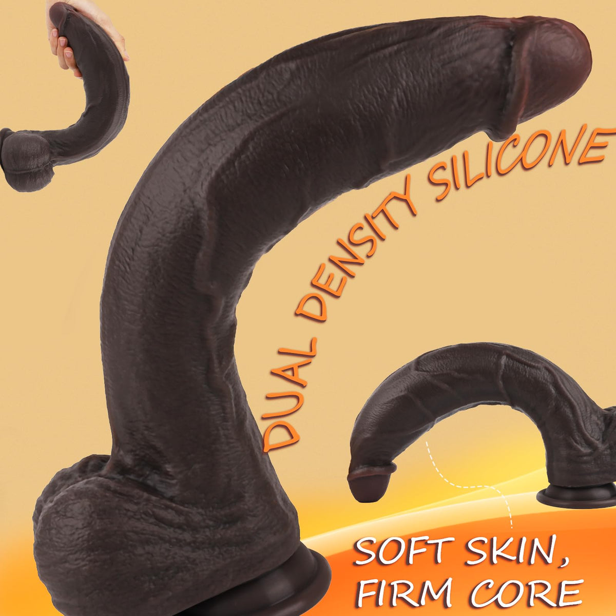 11.6 Inch Black Silicone Dildo I103