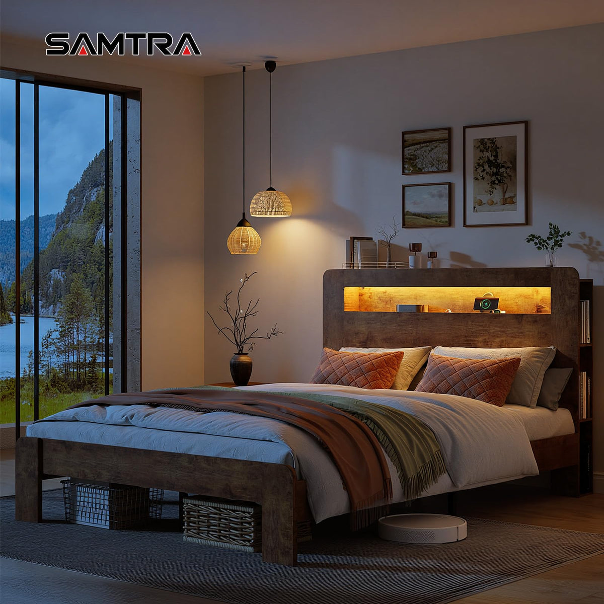 Queen Bed Frame with Wooden Headboard O1993
