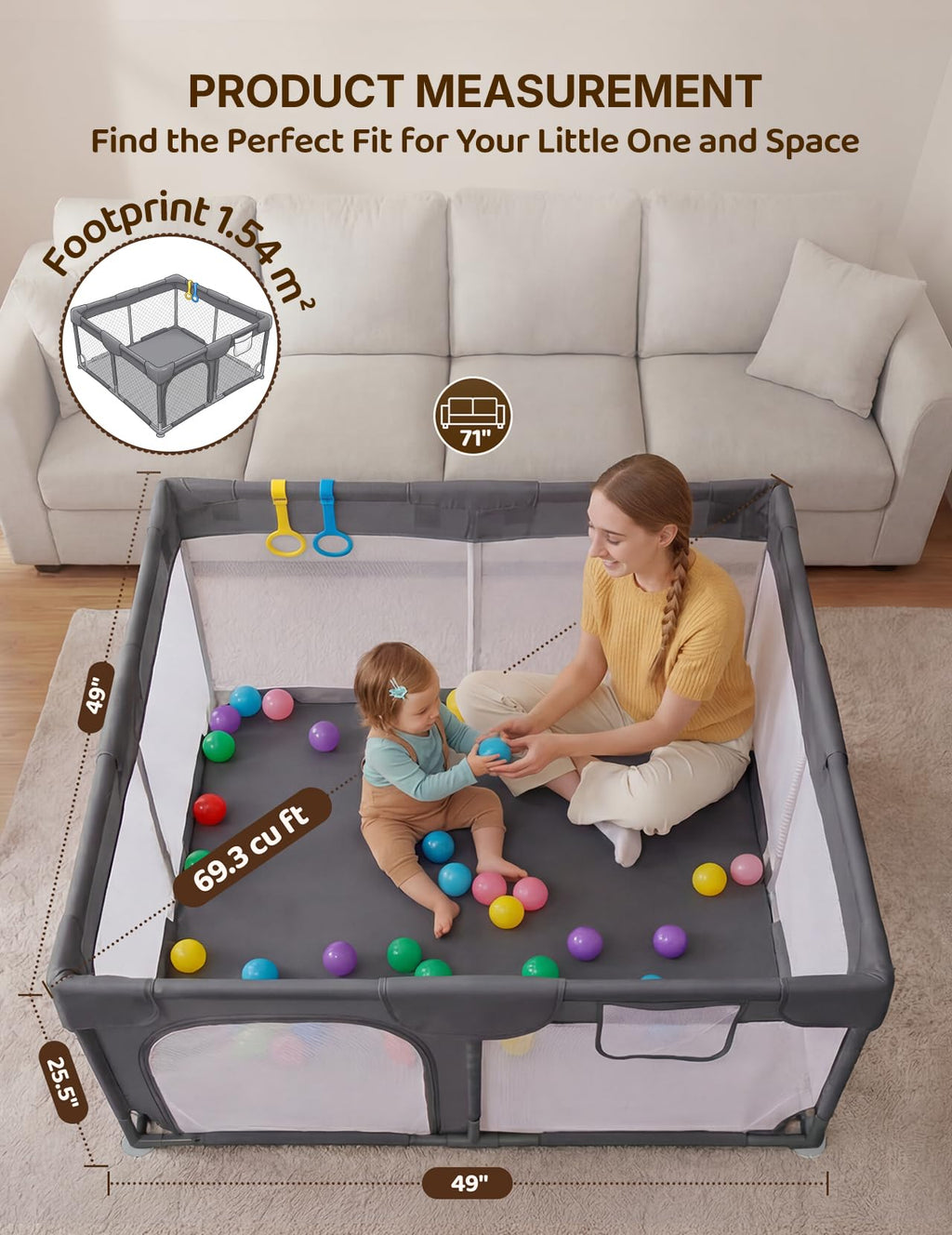 Dark Gray Baby Playpen A11139