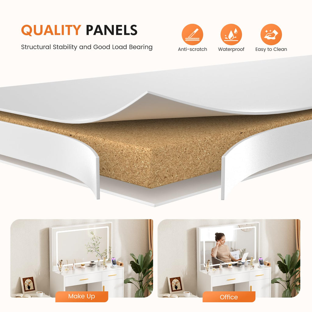 Makeup Vanity Desk with LED Mirror G303176