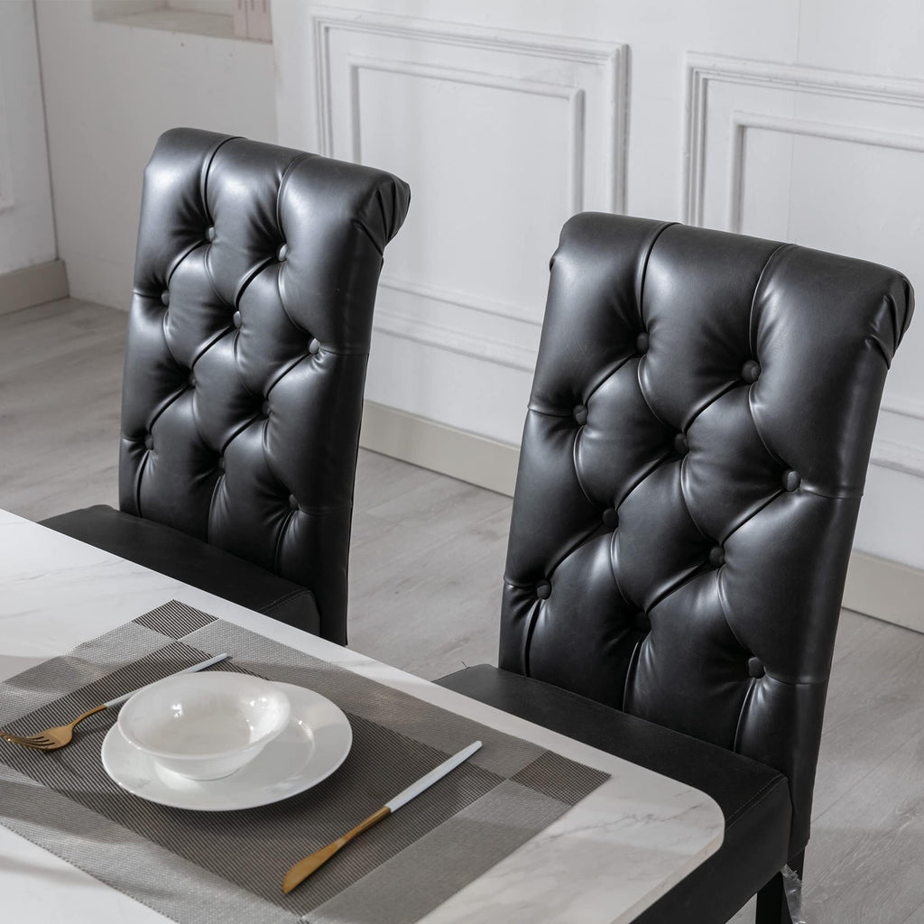 Black Set of 4 PU Leather Tufted Dining Chairs L904