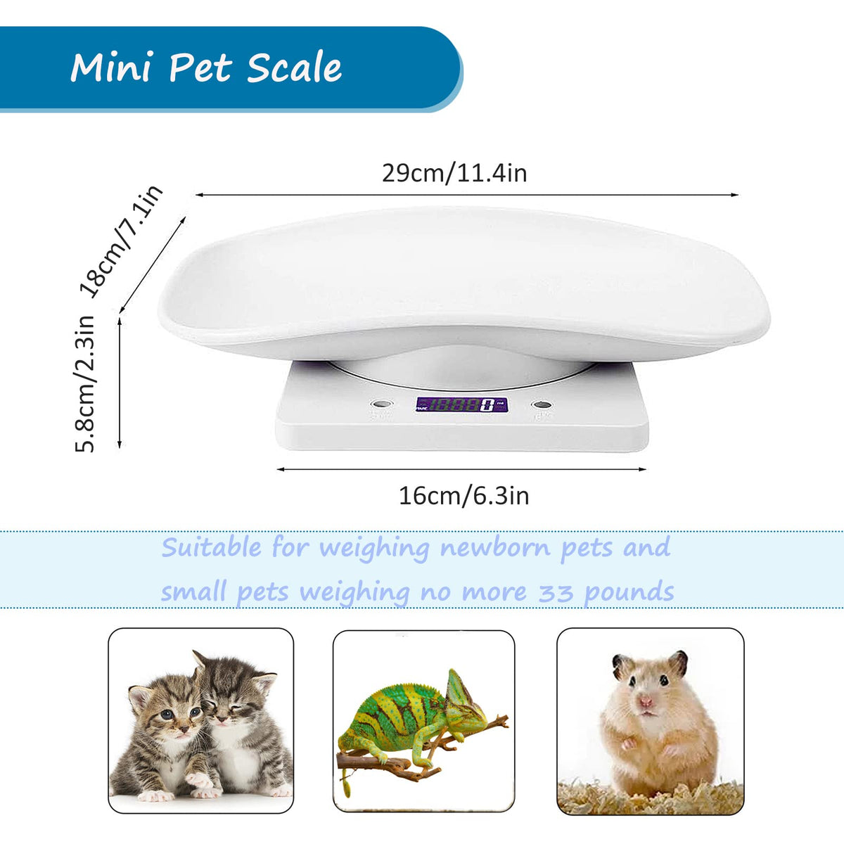 Newborn Kitten & Puppy Weight Scale White 12in x 8in V921940