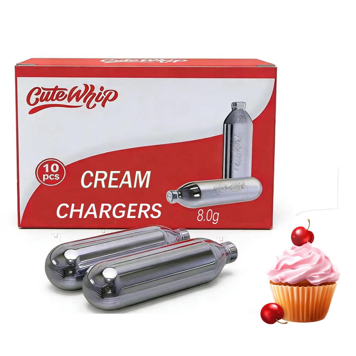 8g Whipped Cream Chargers 10-Pack Food-Grade Nitrous Oxide Cartridges L378502