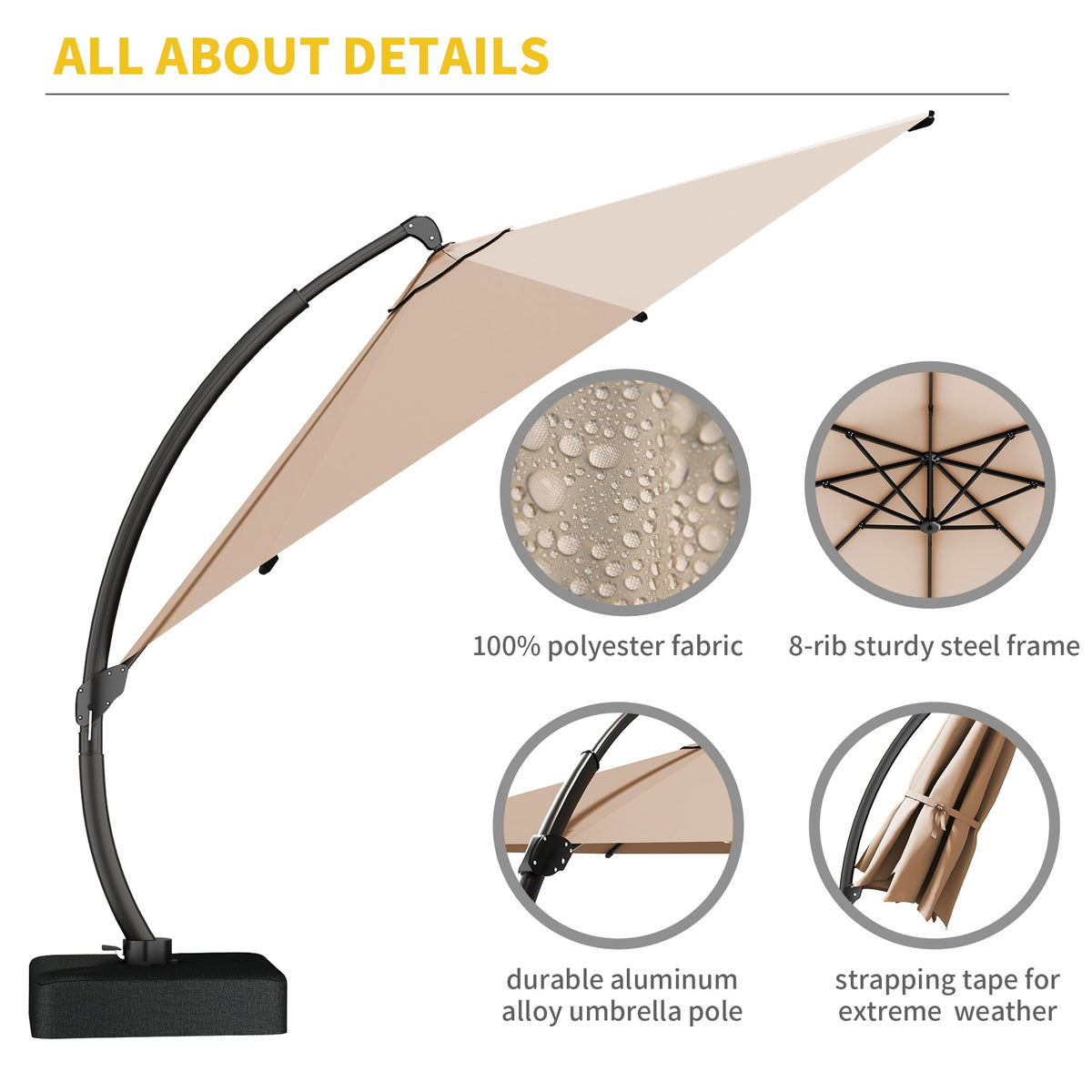 11ft Offset Cantilever Patio Umbrella with Base Y516467