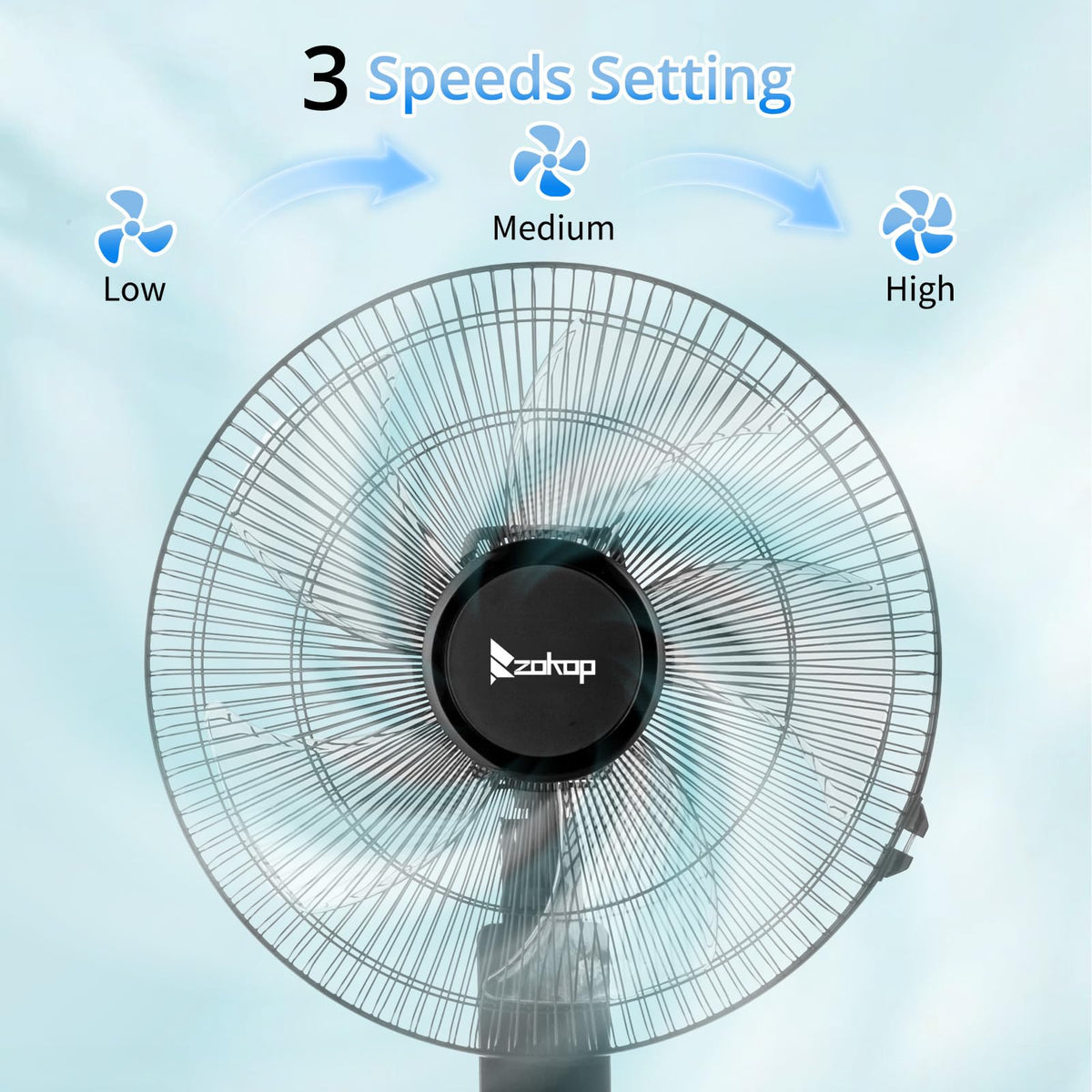 16 inch Oscillating Pedestal Fan with Remote Control, Black M8773