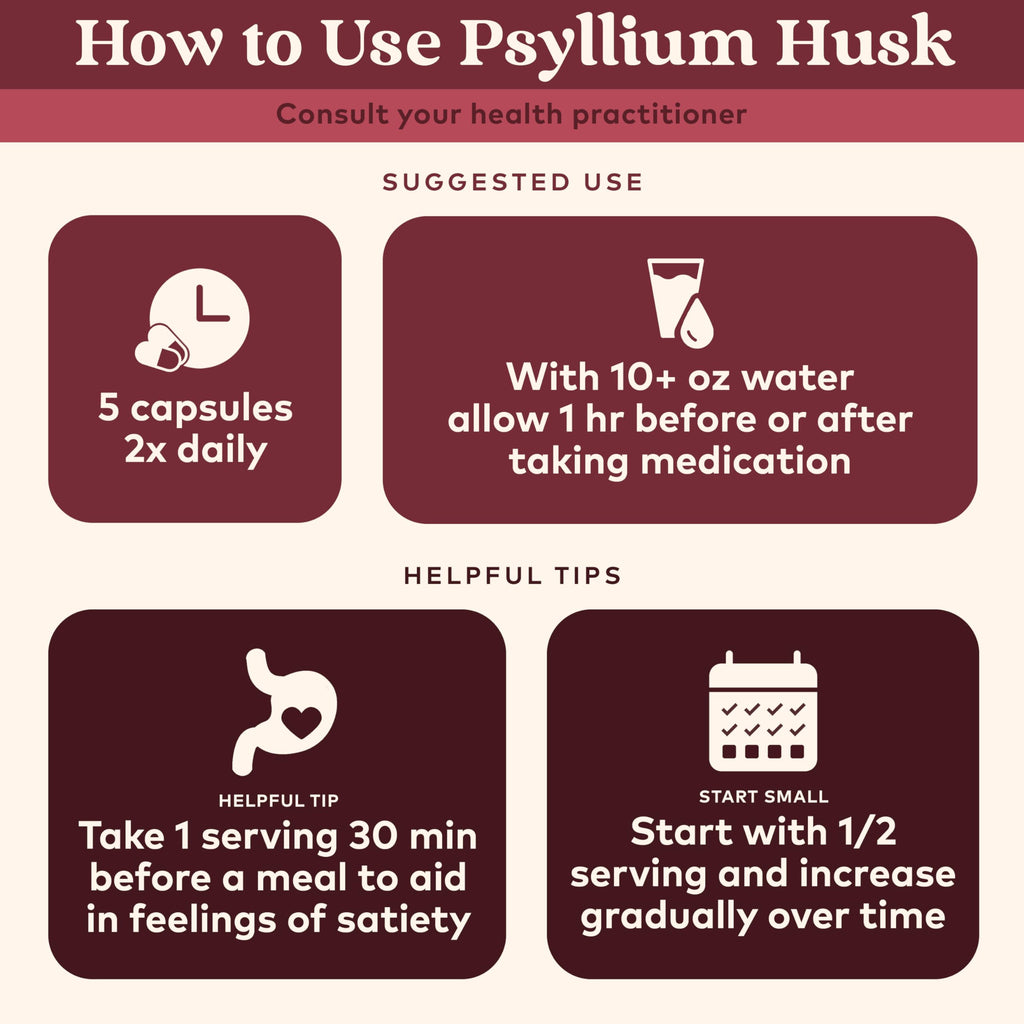 Psyllium Husk Capsules Fiber Supplement Vegan 180 Count H425
