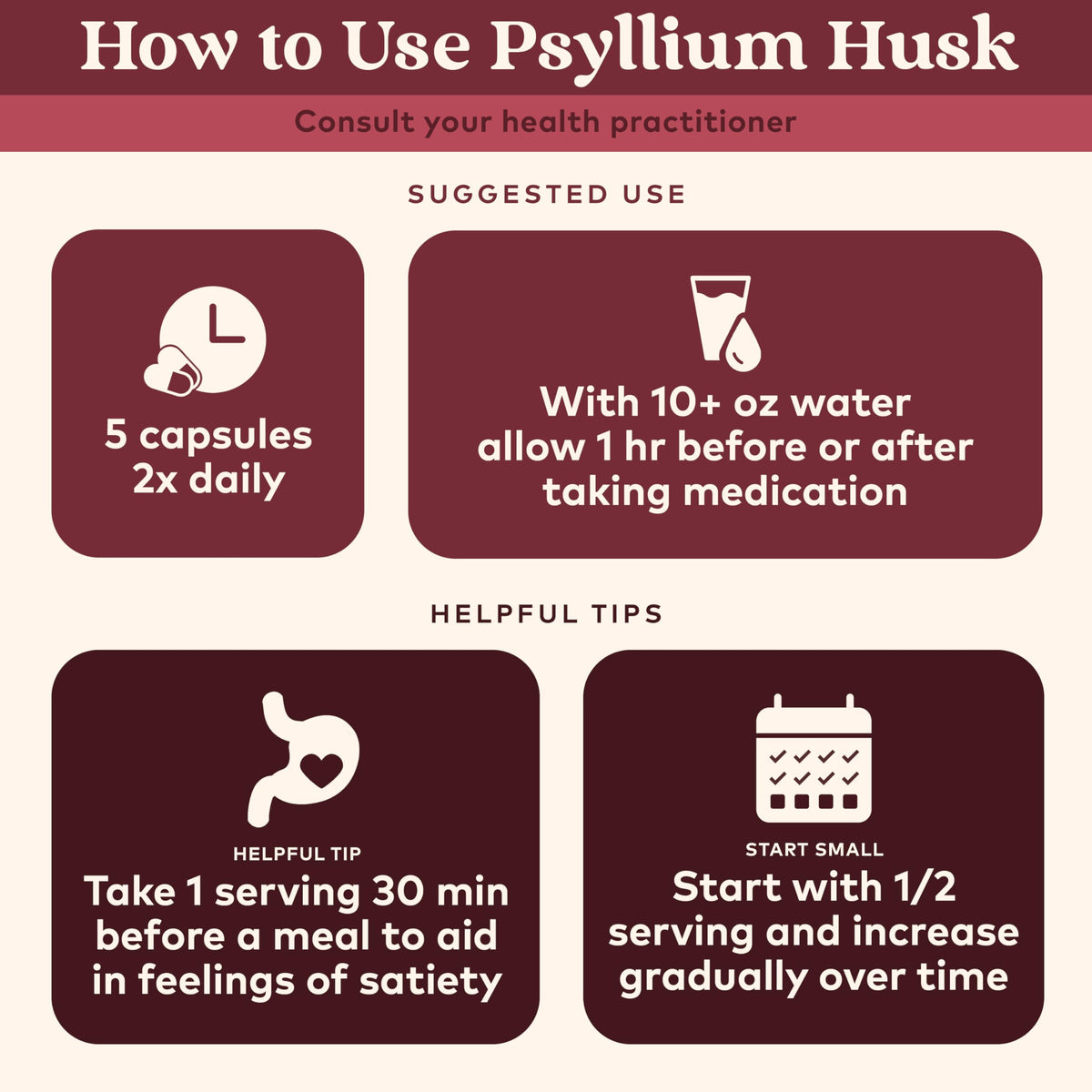 Psyllium Husk Capsules Fiber Supplement Vegan 180 Count H425