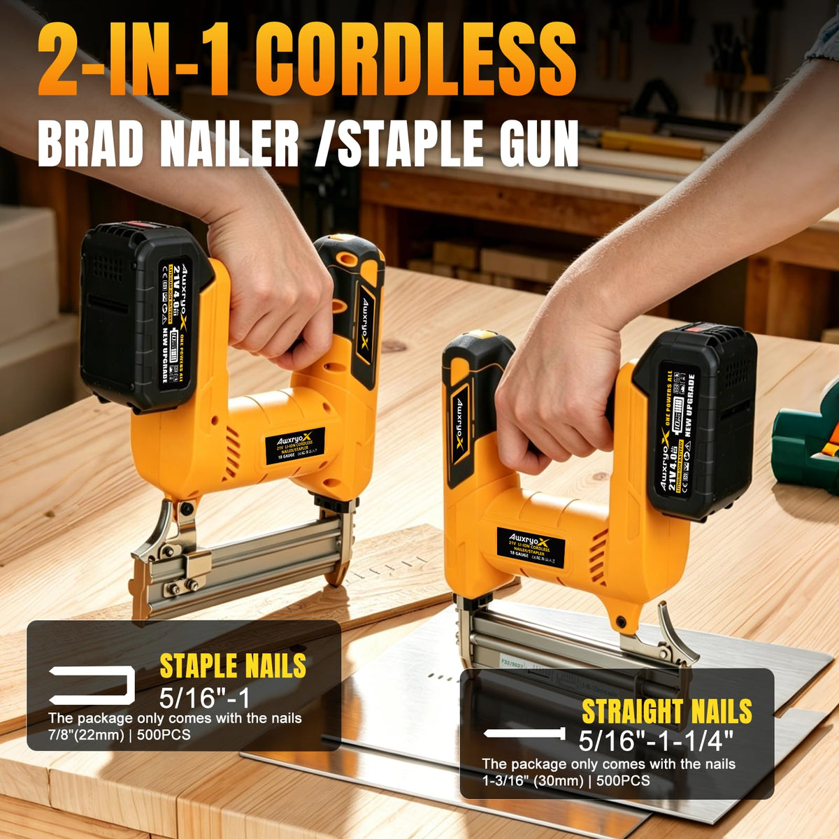 Cordless Brad Nailer 2-in-1 18 Gauge Electric Nail Gun Kit A638788