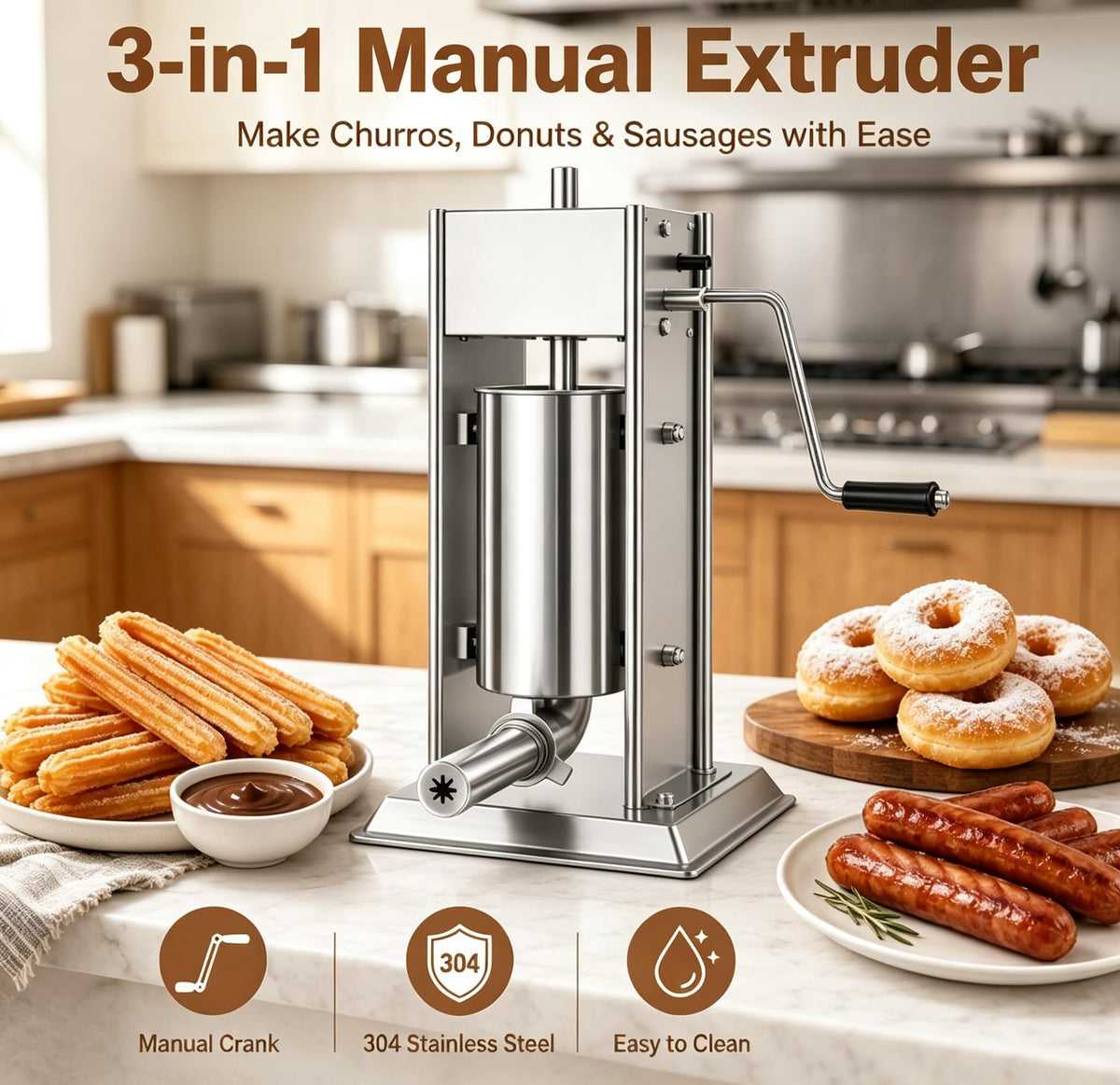 3-in-1 Manual Sausage Stuffer 15LB A3546