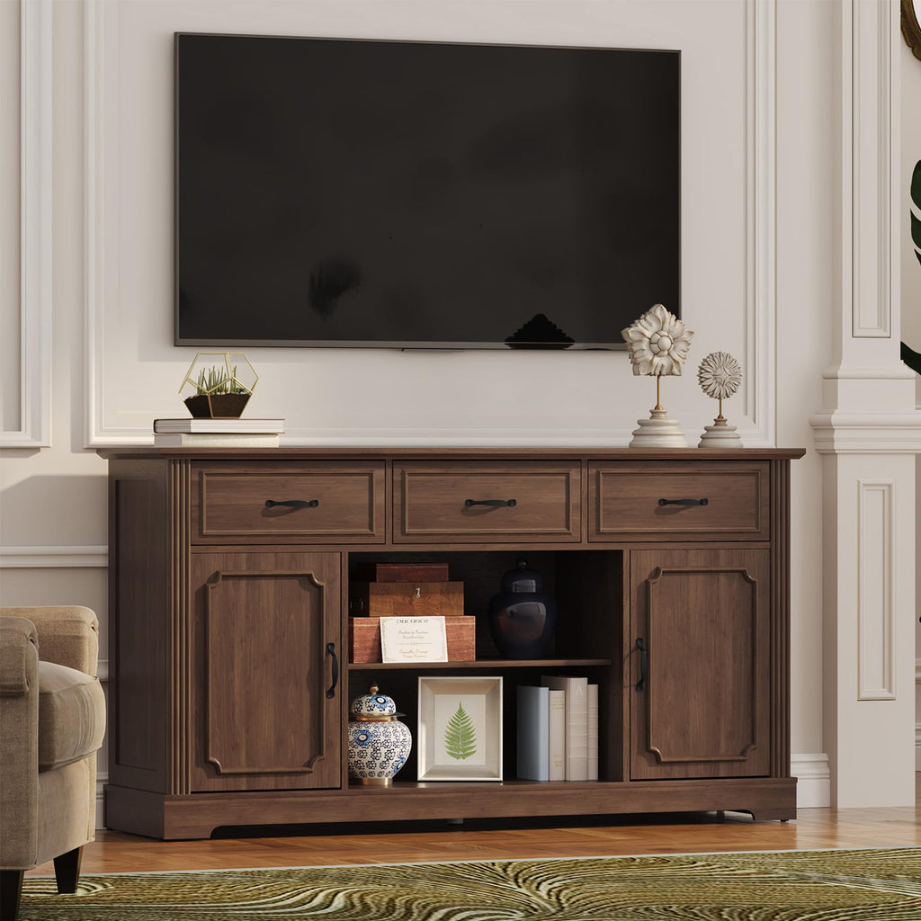 Mid Century Wood TV Stand with 3 Drawers R94045