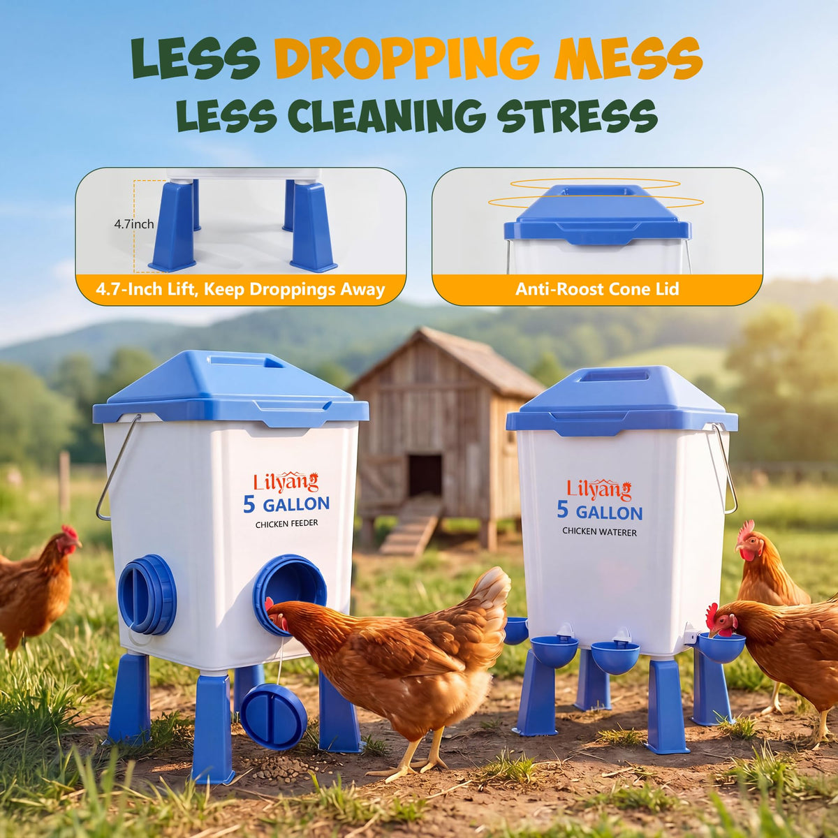 Chicken Feeder and Waterer Set 5 Gallon U8984