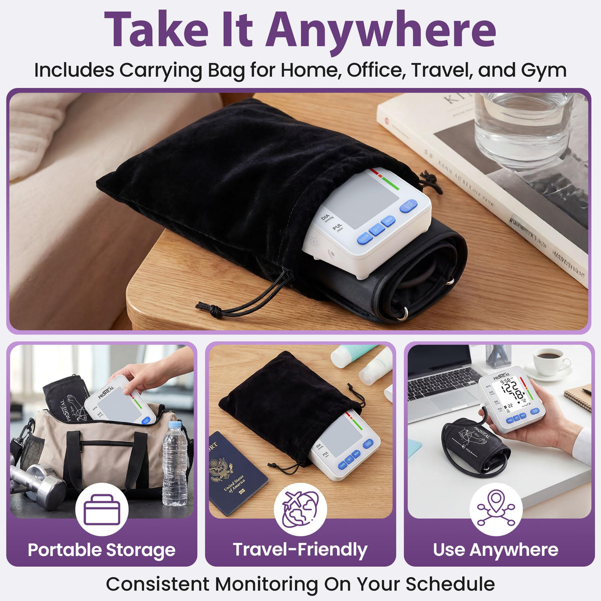 Talking Blood Pressure Monitor with Upper Arm Cuff, Backlit Display, Carry Bag B502