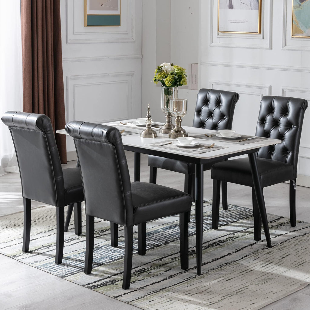 Black Set of 4 PU Leather Tufted Dining Chairs L904