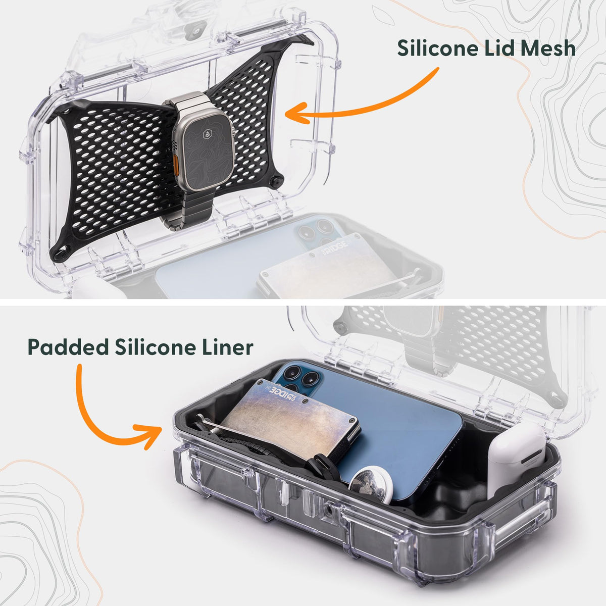 Clear Waterproof Dry Box Protective Case Colored Rubber Insert X642553