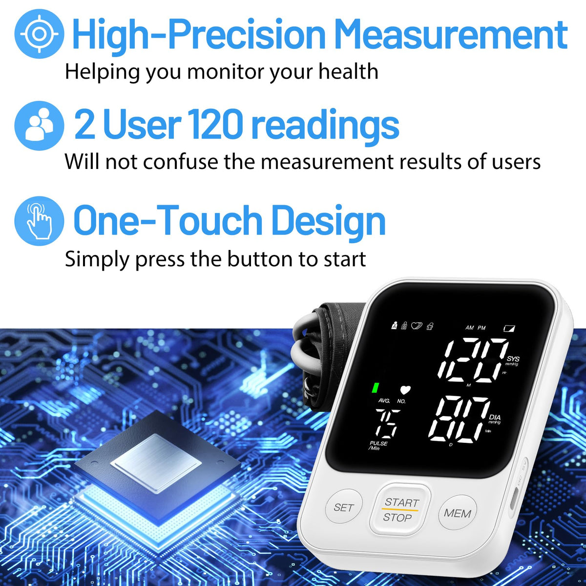 Blood Pressure Monitor Upper Arm 240 Memory White J9271
