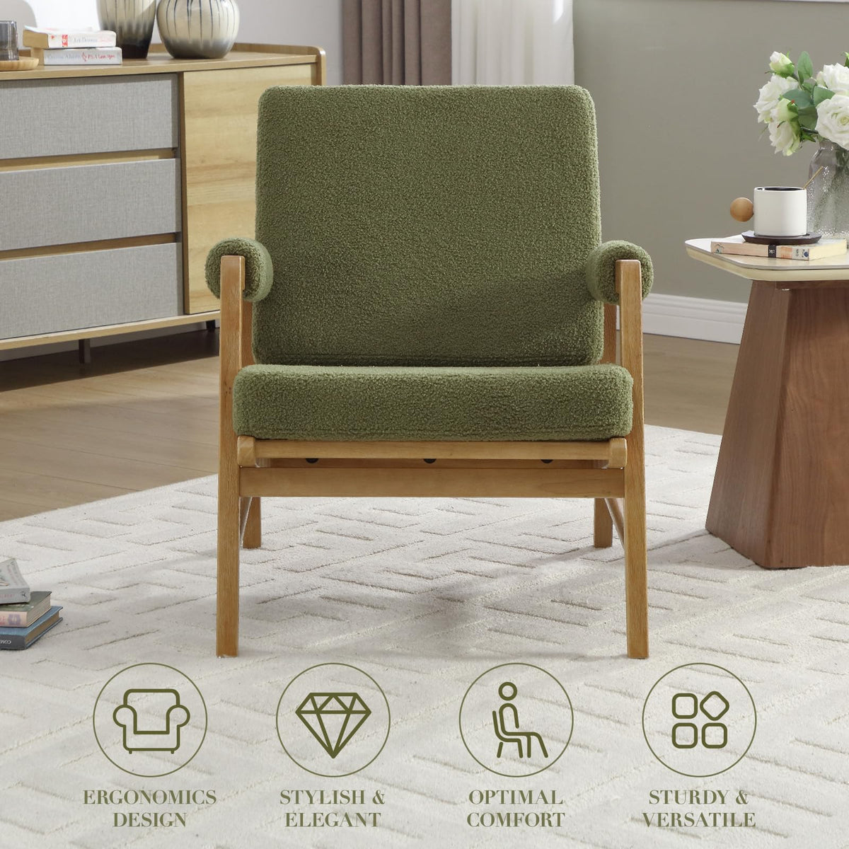 Boucle Upholstered Accent Chair Set of 2 E491