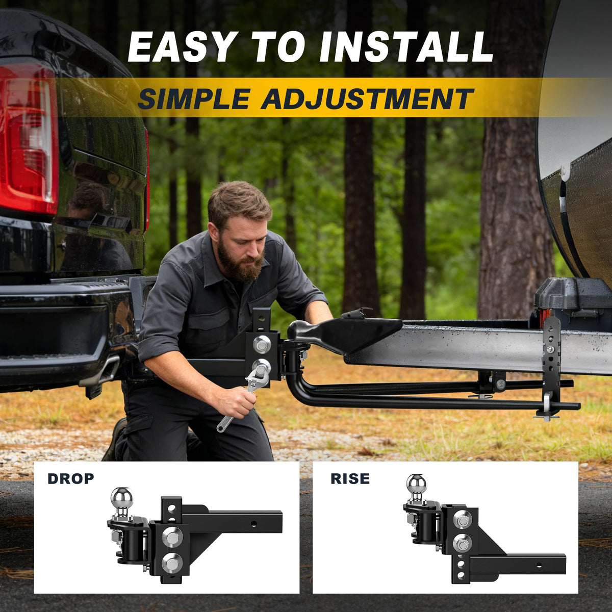 Weight Distribution Hitch with Sway Control, 10000 lbs Towing, 2-Inch Shank P161038