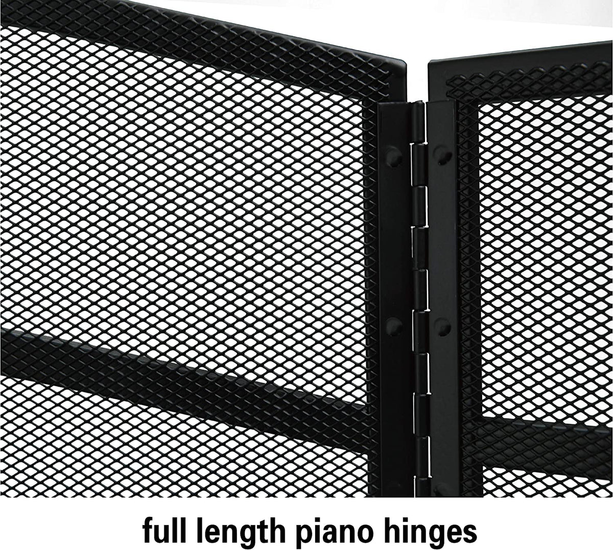 3 Panels Fireplace Screen with Arch Frame Black E4366