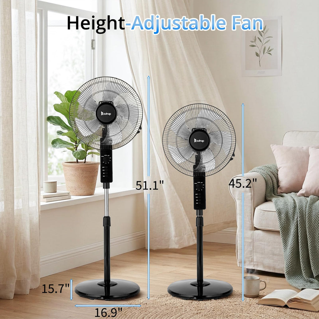 16 inch Oscillating Pedestal Fan with Remote Control, Black M8773